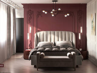 Boudoir Merlot, COLLAGE.STUDIO COLLAGE.STUDIO Classic style bedroom