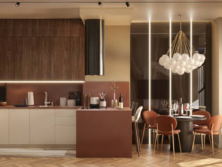 Peach Temper, COLLAGE.STUDIO COLLAGE.STUDIO Modern kitchen