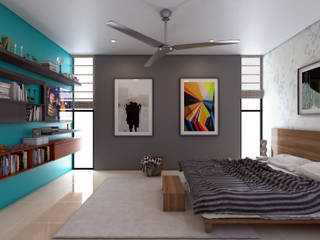 Diseño interior residencial CM ubicado en el fracc. Montebello, Mérida, Yucatán, México., Contexto Arquitectura Contexto Arquitectura Modern style bedroom Concrete