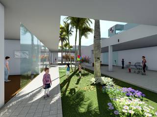 Nuevas Instalaciones Deportivas del Real Club Nautico de Tenerife, DUQUE & SCHWARTZ Arquitectura y cooperación DUQUE & SCHWARTZ Arquitectura y cooperación Jardins modernos Cerâmica