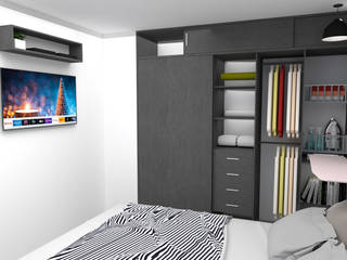 Diseño Apartamento piso 12 Madelena, PyH Diseño y Construcción PyH Diseño y Construcción Dormitorios pequeños