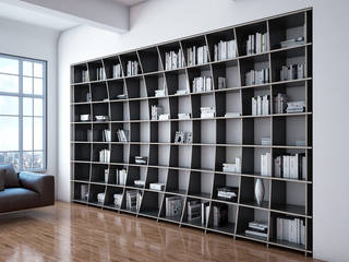 Bibliotheken, form.bar form.bar Salas modernas Derivados de madera Transparente