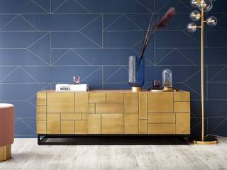 Oro - Messingbeschlag mit geometrischem Flair, DELIFE DELIFE Moderne Wohnzimmer Massivholz Bernstein/Gold