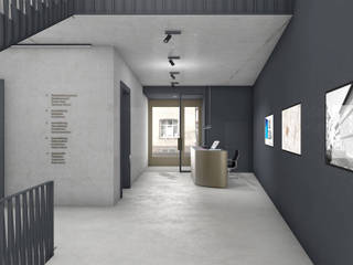 Neubau Kunsthaus Göttingen, FISCHER & PARTNER lichtdesign. planung. realisierung FISCHER & PARTNER lichtdesign. planung. realisierung Modern Corridor, Hallway and Staircase