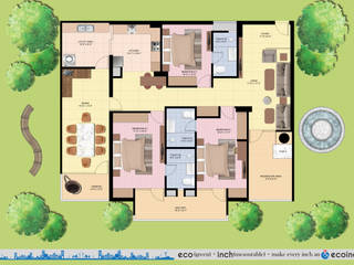 Modern Renovation of a 3BHK Residence - Ghaziabad, Ecoinch Services Private Limited Ecoinch Services Private Limited منازل