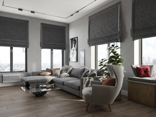 ЖК "Vander Park" 73 кв.м., Студия дизайна "INTSTYLE" Студия дизайна 'INTSTYLE' Living room لکڑی Wood effect