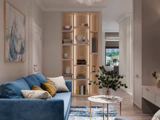 ЖК "Символ" 84 кв.м., Студия дизайна "INTSTYLE" Студия дизайна 'INTSTYLE' Classic style living room Wood Wood effect