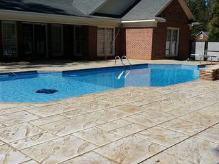 Stamped Concrete Pool Deck, Menifee Pool Deck Repair & Resurfacing Menifee Pool Deck Repair & Resurfacing Varandas, alpendres e terraços rústicos