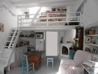 Ristrutturazione di una casa tradizionale nel kastro di parikia_Isola di Paros_Cicladi_Grecia, studio patrocchi studio patrocchi Living room
