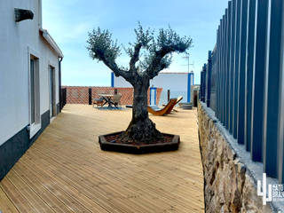 Construção de deck em madeira, Catobranco Lda Catobranco Lda Jardines de estilo mediterráneo Madera Acabado en madera