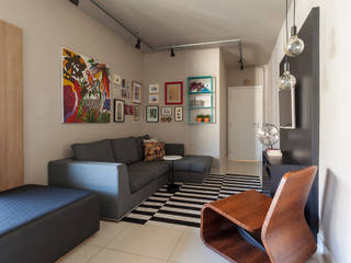 Apartamento RC - Vila da Serra NL, CAMILA FERREIRA ARQUITETURA E INTERIORES CAMILA FERREIRA ARQUITETURA E INTERIORES Industrial style living room