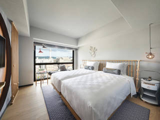 GUEST ROOM -MERCURE KYOTO STATION-, 株式会社DESIGN STUDIO CROW 株式会社DESIGN STUDIO CROW Eclectic style hotels Wood Wood effect