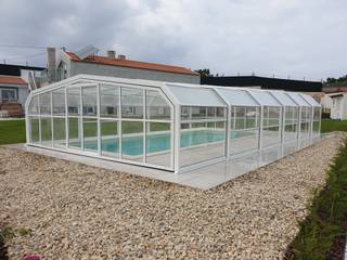 Cobertura telescópica, CLASSIC COVERPOOL Piscinas de jardim Alumínio/Zinco Branco