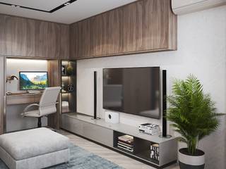 Объеденили две однокомнатные квартиры. Проект квартиры в современном стиле., "PRimeART" 'PRimeART' Eclectic style living room