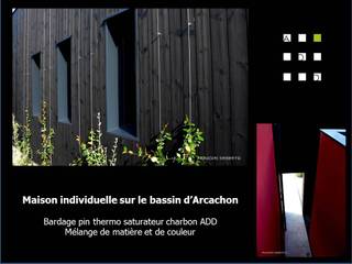 Maison en bardage de type bois brulé sur le bassin d'Arcachon, ADD ADD Casas unifamiliares Madera Acabado en madera