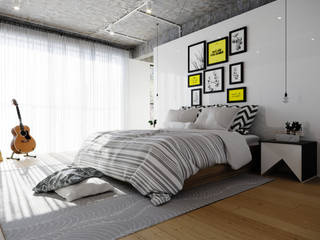 Quarto Minimalista, Estúdio Yotta Estúdio Yotta Minimalist bedroom White