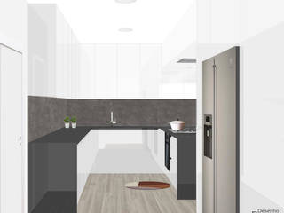 Projeto e Execução_Reabilitação Cozinha de Estar em Cascais, Desenho Branco Desenho Branco Modern kitchen