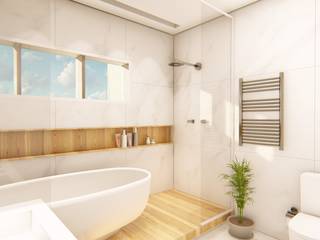 Suíte Master, Ocaeté Arquitetura | Design Ocaeté Arquitetura | Design Casas de banho modernas