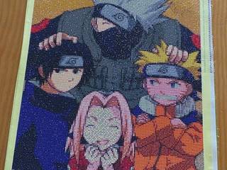 Naruto, Sasuke, Kakachi e Sakura, Diamond Painting, uma nova forma de arte Diamond Painting, uma nova forma de arte Lebih banyak kamar Flax/Linen Pink