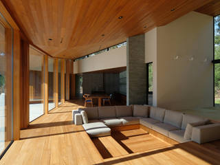 House IC, 小島光晴建築設計事務所 小島光晴建築設計事務所 Modern living room Wood Wood effect