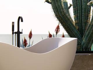 Banheiro casa da praia - Tulum, Jéssica Daufembach - Lunia Design de Interiores Jéssica Daufembach - Lunia Design de Interiores Country style bathroom