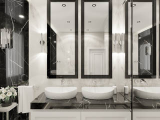 Łazienka w stylu glamour, Wkwadrat Architekt Wnętrz Toruń Wkwadrat Architekt Wnętrz Toruń Modern Bathroom Marble Black