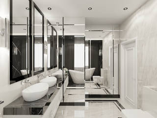 Łazienka w stylu glamour, Wkwadrat Architekt Wnętrz Toruń Wkwadrat Architekt Wnętrz Toruń Classic style bathroom Stone Black