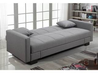 Divano letto 198x105 cm con vano contenitore microfibra beige grigio, Bagno Italia Bagno Italia Вітальня Текстильна Янтарний / Золотий