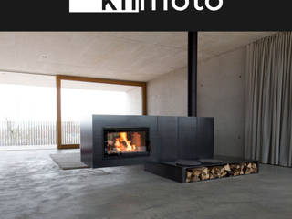 Moderner Stahlkamin und Raumtrenner, kiimoto kamine kiimoto kamine Living room Iron/Steel