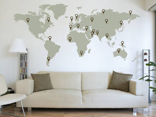World Map Wall Stickers, Wallboss Ltd Wallboss Ltd Salas de estar modernas