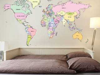 World Map Wall Stickers, Wallboss Ltd Wallboss Ltd Quartos modernos