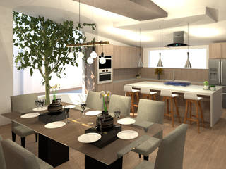 Residencia Abarca, Nxu Arquitectos Nxu Arquitectos Modern dining room Wood-Plastic Composite
