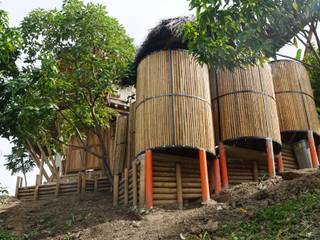 Zonas de baños - Akashaja: Yoga y desarrollo humano, IMZA Arquitectura IMZA Arquitectura Espacios comerciales Bambú Verde