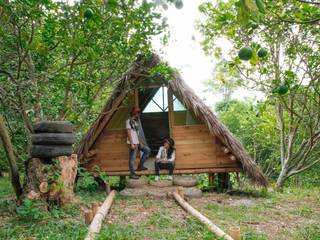 Bungalows - Akashaja: Yoga y desarrollo humano, IMZA Arquitectura IMZA Arquitectura Espaços comerciais Bambu Verde