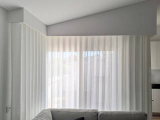 Sala de Estar Moderna, Cortinas e Cortinados Cortinas e Cortinados Salas de estar modernas Têxtil Ambar/dourado