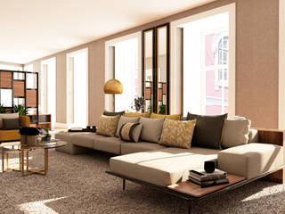 Projeto Chiado , 4Ponto7 4Ponto7 Modern Living Room Silver/Gold