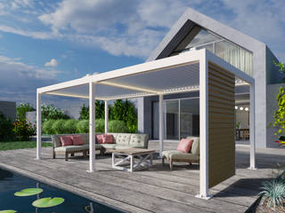 TWIGO REFLEX - innowacyjne zadaszenia (pergole) tarasowe, TWIGO - pergole tarasowe TWIGO - pergole tarasowe Scandinavian style balcony, veranda & terrace Aluminium/Zinc