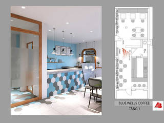 Thiết kế nội thất quán cafe Blue Wells Coffee, Thiết Kế Nội Thất - ARTBOX Thiết Kế Nội Thất - ARTBOX