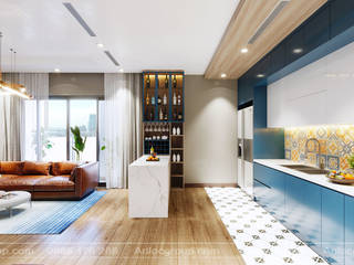 Thiết kế căn hộ 65m2 2 phòng ngủ tại dự án Thiên Nhiên Kỷ, Nội Thất An Lộc Nội Thất An Lộc Tủ bếp
