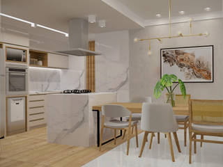 Reforma apartamento T|A, Natusa Croce Arquitetura Natusa Croce Arquitetura Kitchen units Quartz