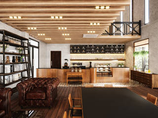 The M Cafe Phutthabucha, Modernize Design + Turnkey Modernize Design + Turnkey Modern dining room Wood effect