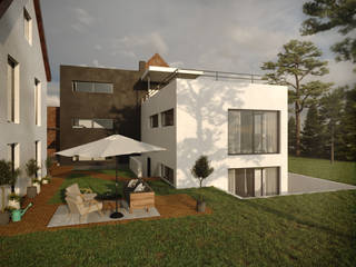 Ökologisches Zweifamilienhaus, Peter Stasek Architects - Corporate Architecture Peter Stasek Architects - Corporate Architecture Multi-Family house Engineered Wood White