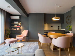 Estúdio em Lisboa, Traço Magenta - Design de Interiores Traço Magenta - Design de Interiores Phòng ăn phong cách hiện đại Pink