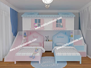 İki Kardeş İçin Kaydıraklı Çocuk Oyun Yatak Odası , MOBİLYADA MODA MOBİLYADA MODA Jugendzimmer Holz