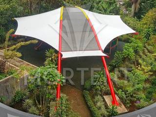 Proyek Canopy Membrane Stamford International School Bandung, Mortent Mortent Techos a cuatro aguas Plástico