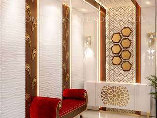 Mr. Amit Sharma's Latest Luxurious Living cum Dining Room | Mukundpur, Kolkata, CUSTOM DESIGN INTERIORS PVT. LTD. CUSTOM DESIGN INTERIORS PVT. LTD. Modern living room Copper/Bronze/Brass Amber/Gold