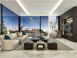 Luxury Hotel Suite Home @ Jalan Pelepah, Singapore Carpentry Interior Design Pte Ltd Singapore Carpentry Interior Design Pte Ltd Modern living room Marble White