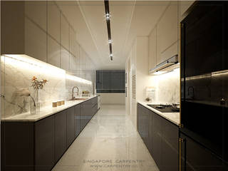 Skyline @ Orchard Boulevard, Singapore Carpentry Interior Design Pte Ltd Singapore Carpentry Interior Design Pte Ltd Minimalist kitchen Marble White