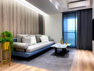 灰調的質感溫度｜訂製布紗簾・布織百葉簾, MSBT 幔室布緹 MSBT 幔室布緹 Modern Living Room Engineered Wood Grey