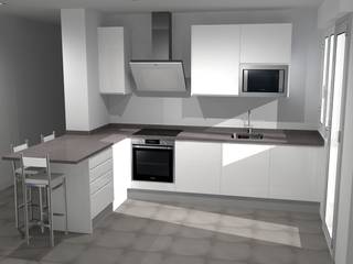 diseño cocina en 3D, Refovert S.L. Refovert S.L. Mediterranean style kitchen Chipboard White